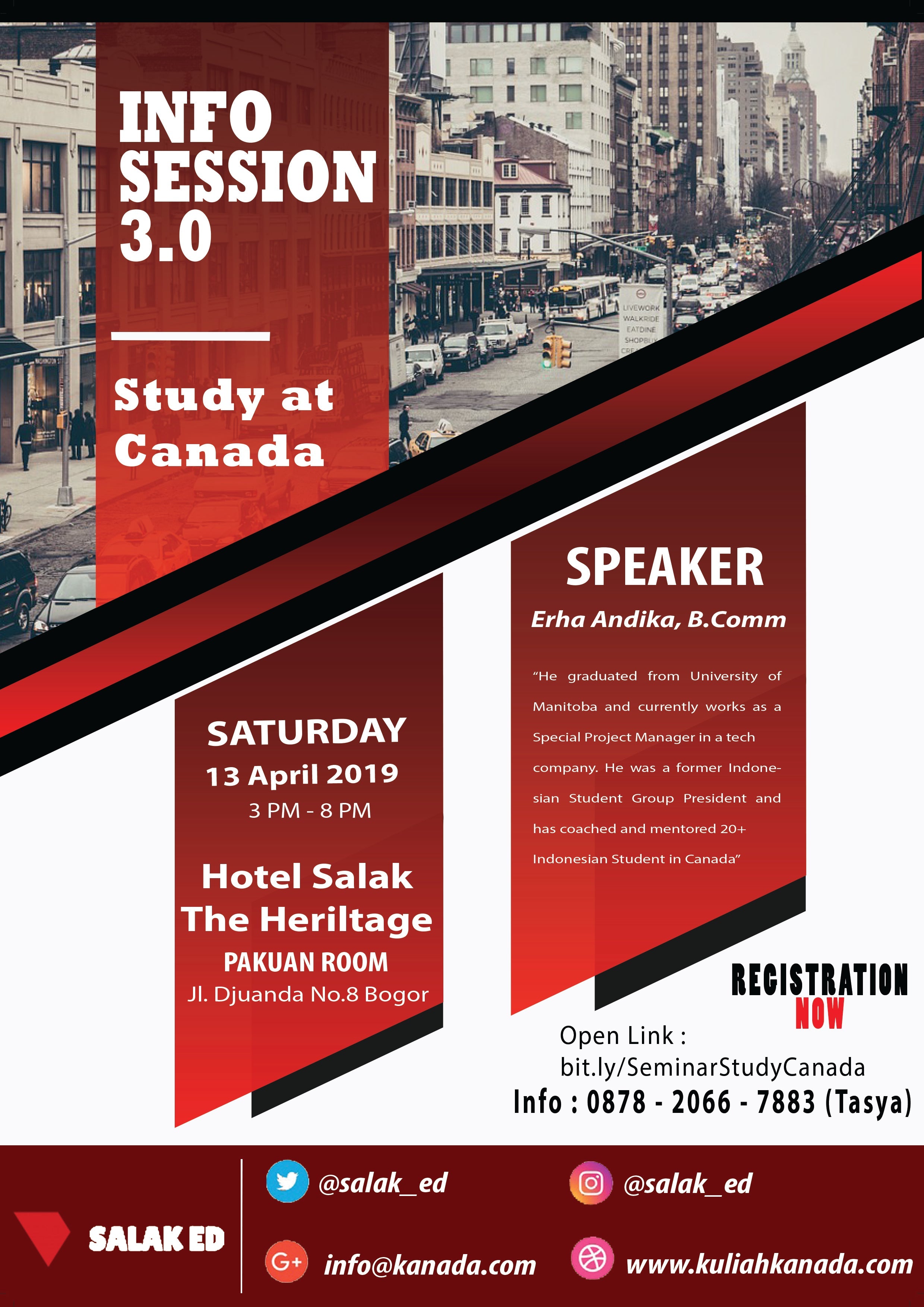 Undangan Seminar Kuliah di Kanada - 13 April 2019 di Bogor